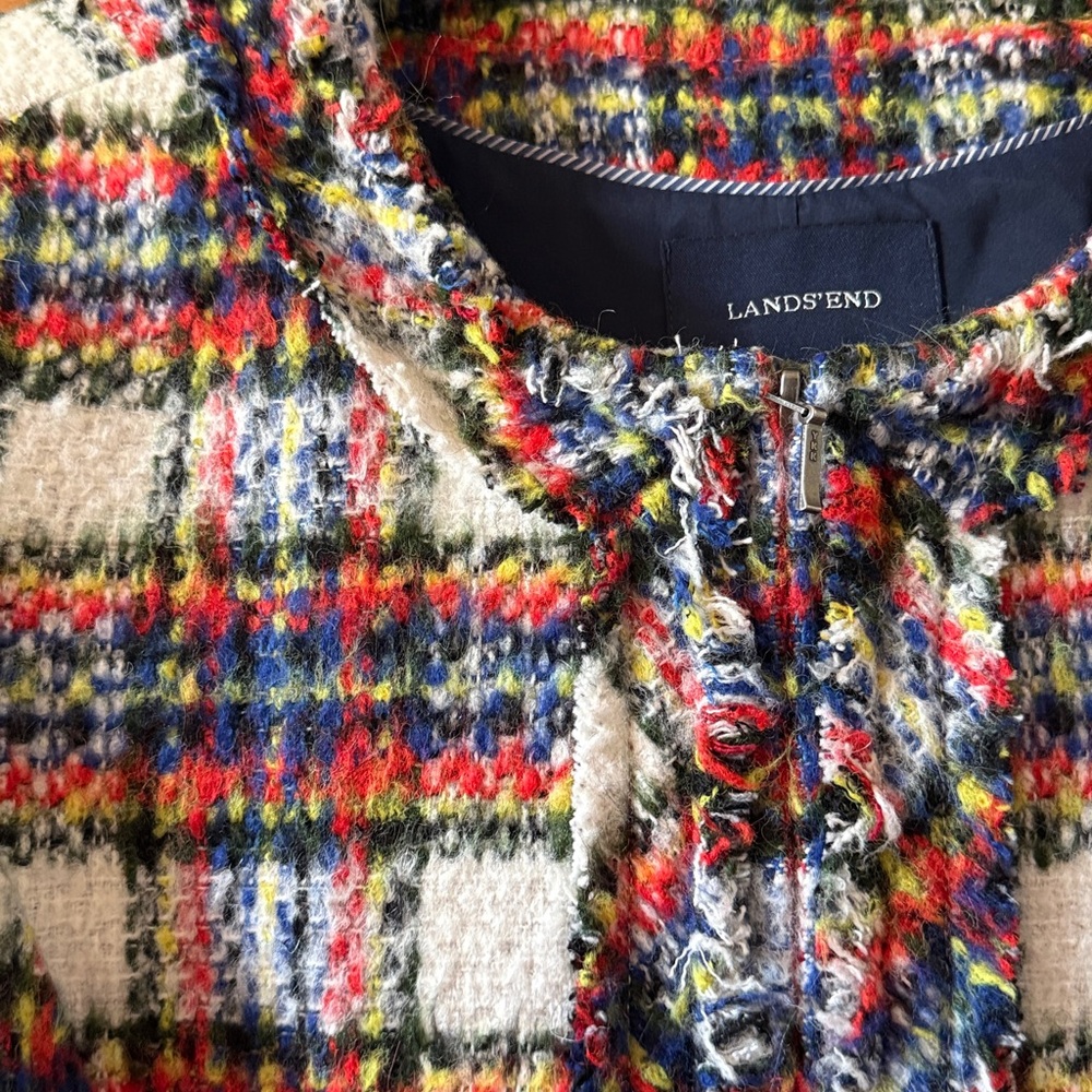 Lands' End Multicolor Tweed Jacket - image 5